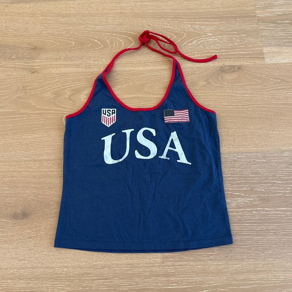 Aeropostale Halter Top US Soccer Size M Blue Red